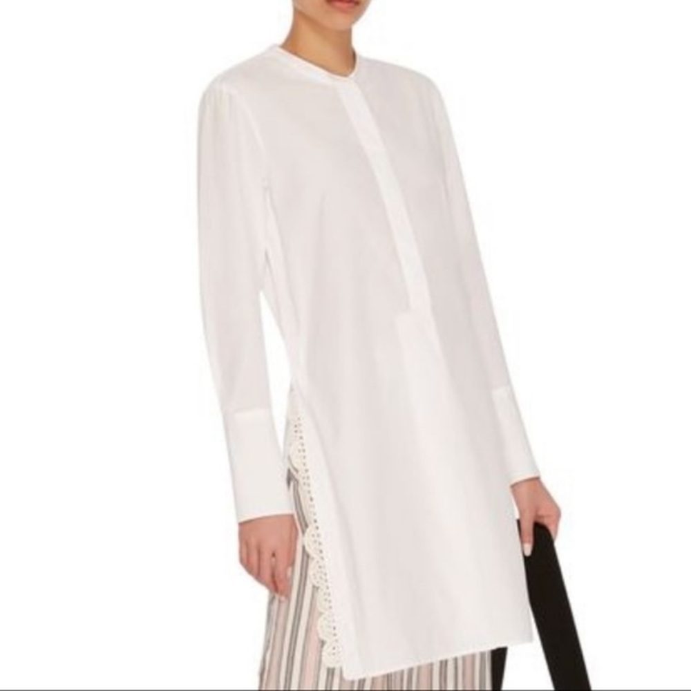 ISABEL MARANT White Crochet Trim Cotton Tunic